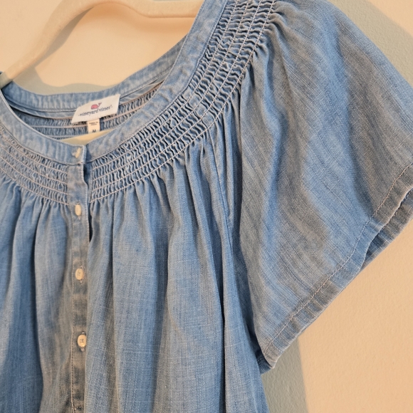 Vineyard Vines Tops - Light Blue Smocked Blouse